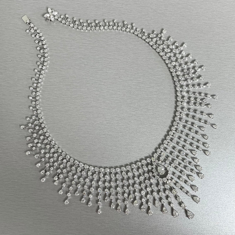 Rain Diamond Necklace (30.13 ct Diamonds) in White Gold