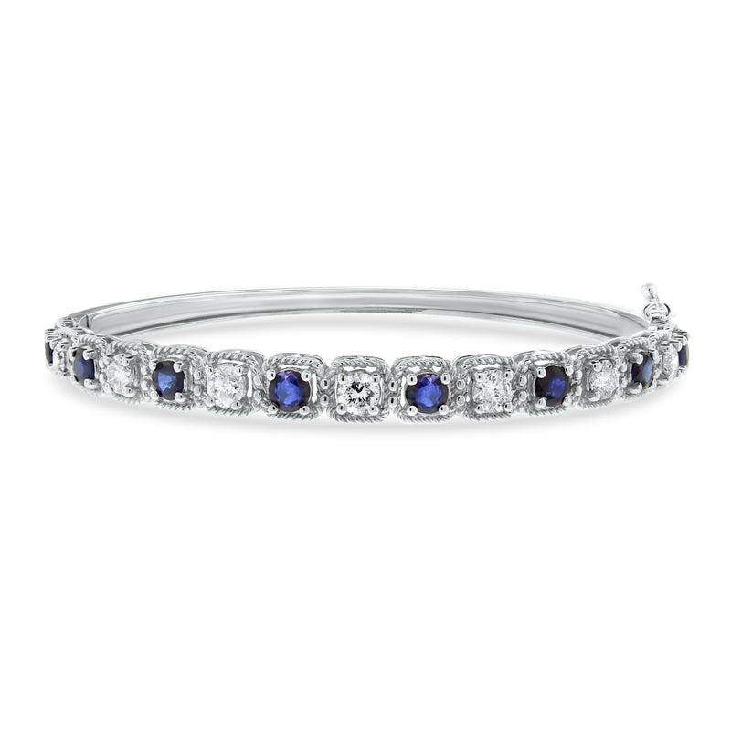 Beauvince Ice Sapphire & Diamond Bangle in White Gold