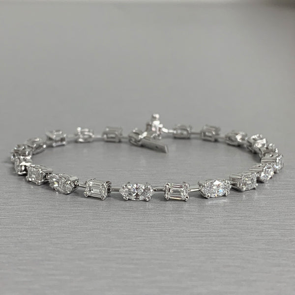 Marquise & Emerald Cut Diamond Tennis Bracelet (7.18 ct Diamonds) in Platinum