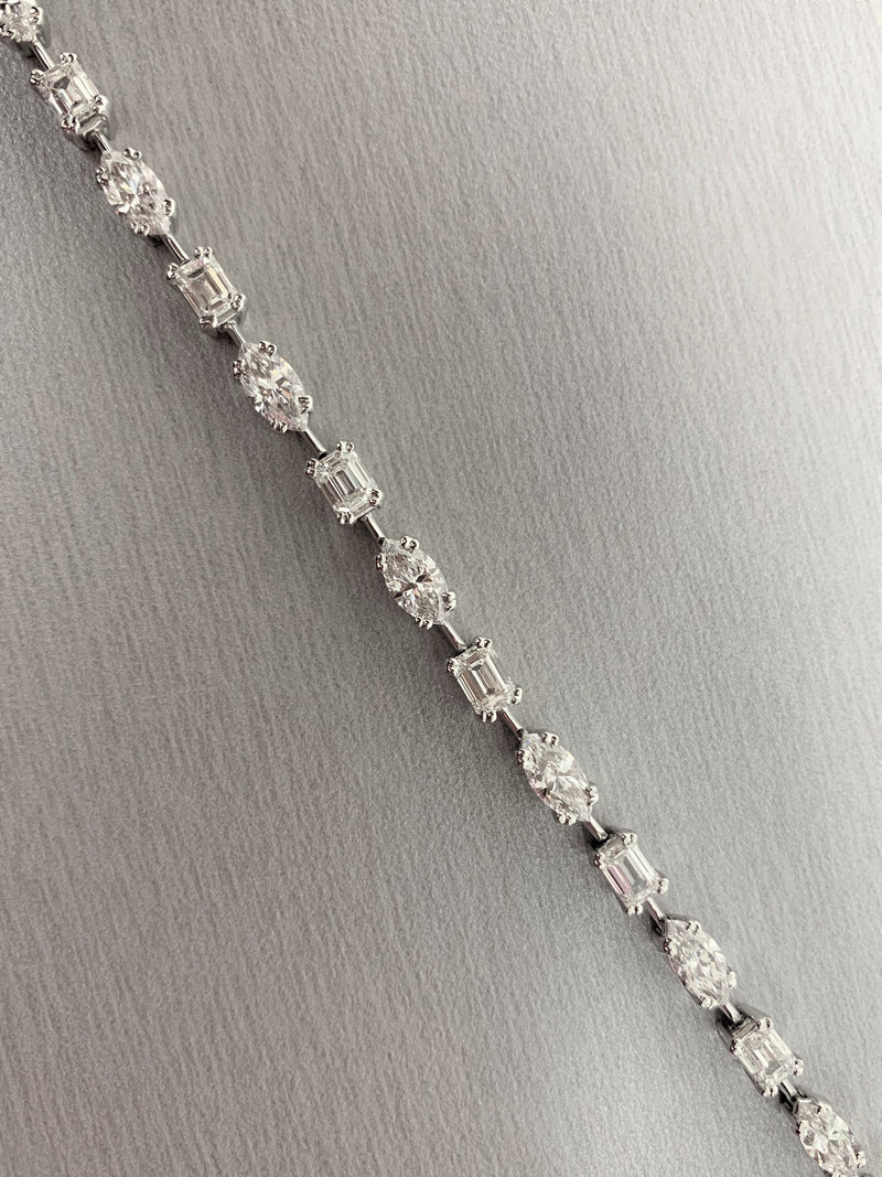 Marquise & Emerald Cut Diamond Tennis Bracelet (7.18 ct Diamonds) in Platinum