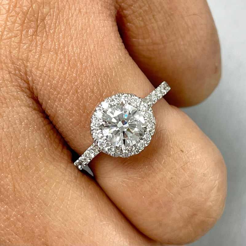 14k White Gold Oval Cut Diamond Engagement Ring Halo Natural Bridal Prong  1.70ct | eBay