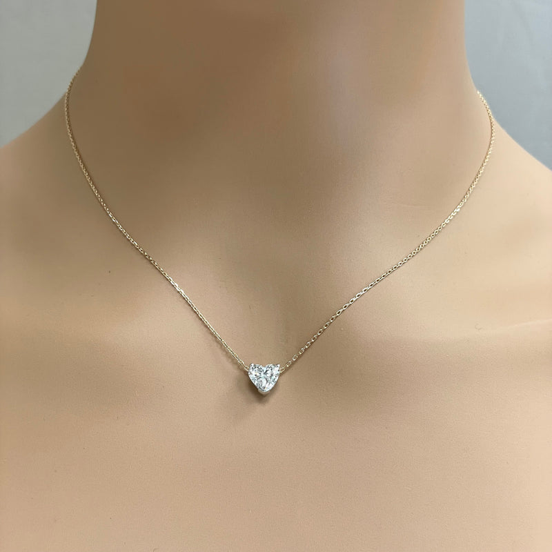 Diamond Heart Necklace 1/3 ct tw Baguette & Round-cut 10K White Gold 18