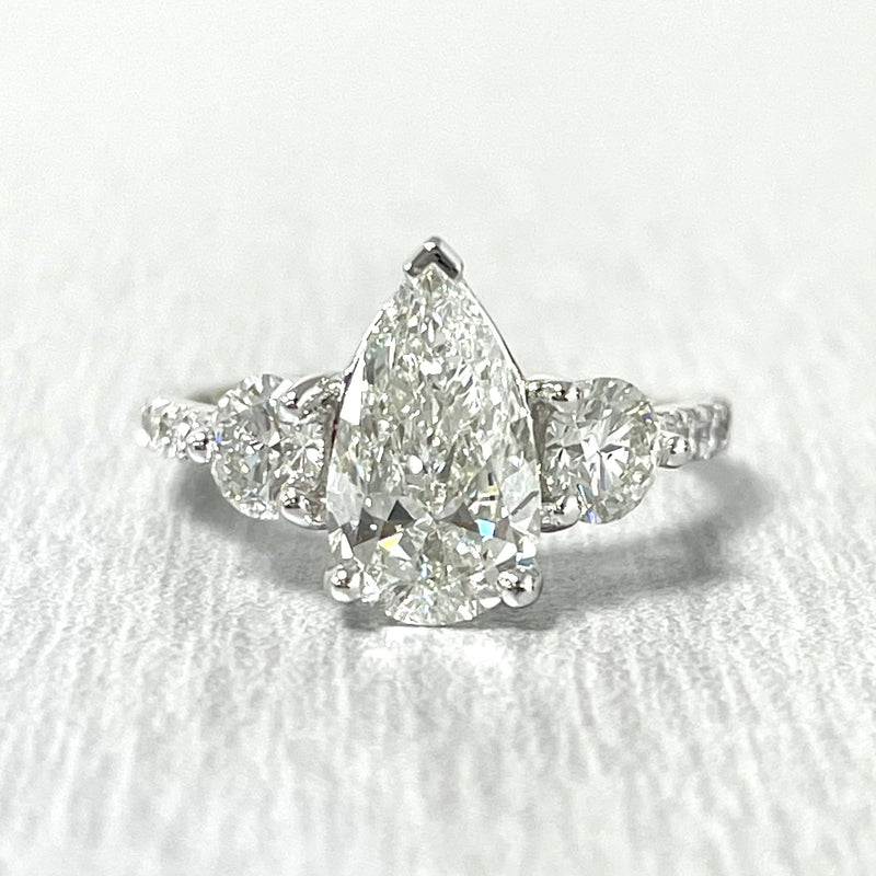Beauvince Reina Engagement Ring (1.50 ct Pear Shape ISI1 GIA Diamond)  in White Gold