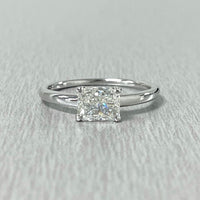 Beauvince GIA Certified 1.01 Carat Radiant Cut HVS2 East West Solitaire Ring