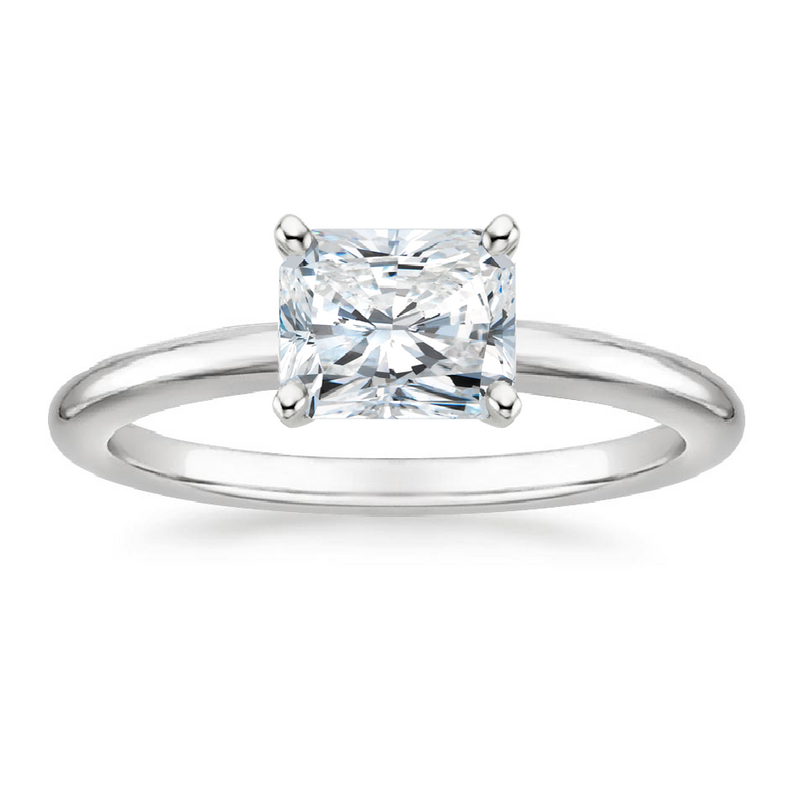 Beauvince GIA Certified 1.01 Carat Radiant Cut HVS2 East West Solitaire Ring