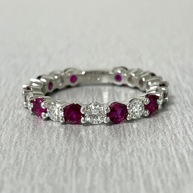 Beauvince Ruby & Diamond Almost Eternity Band (2.34 ct Gemstones) in Platinum