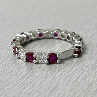 Beauvince Ruby & Diamond Almost Eternity Band (2.34 ct Gemstones) in Platinum