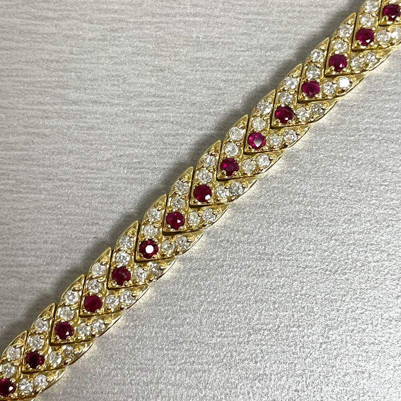 Beauvince Directions Bracelet (4.38 ct Diamonds & Rubies) in Yellow Gold
