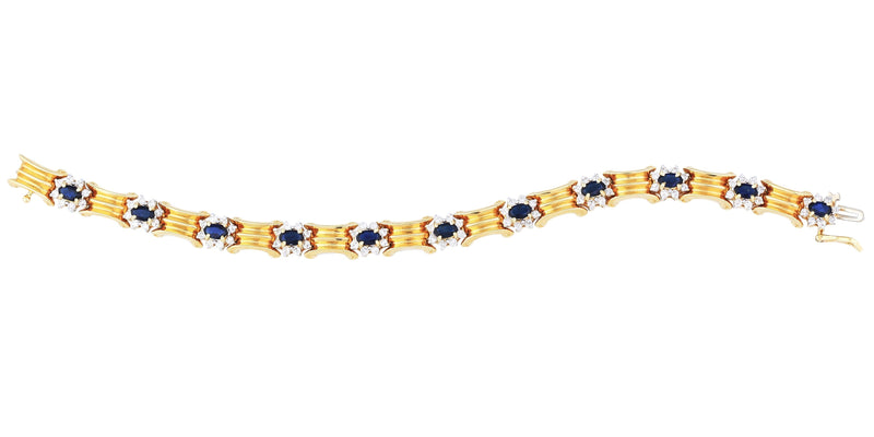 The Greek Diamond & Sapphire Bracelet (5.30 ct Sapphires & Diamonds) in Yellow Gold