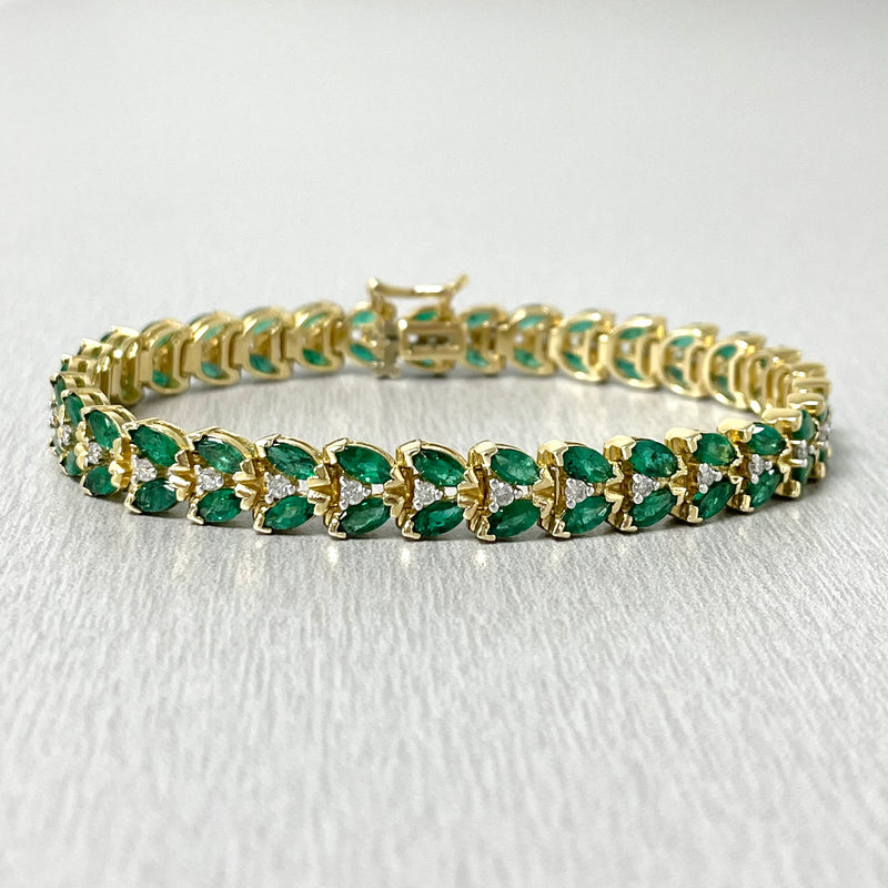 Beauvince Vine Bracelet (5.05 ct Diamonds & Emeralds) in Yellow Gold