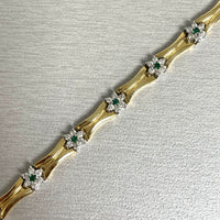 Beauvince Petite Flowers Bracelet (2.90 ct Diamonds & Emeralds) in Yellow Gold
