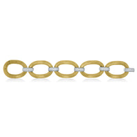 Textured Gold & Diamond Link Broad Bracelet (1.56 ct Diamonds) in Gold