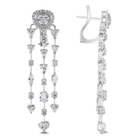Beauvince Hearts Chandelier Earrings (7.19 ct Diamonds) in White Gold