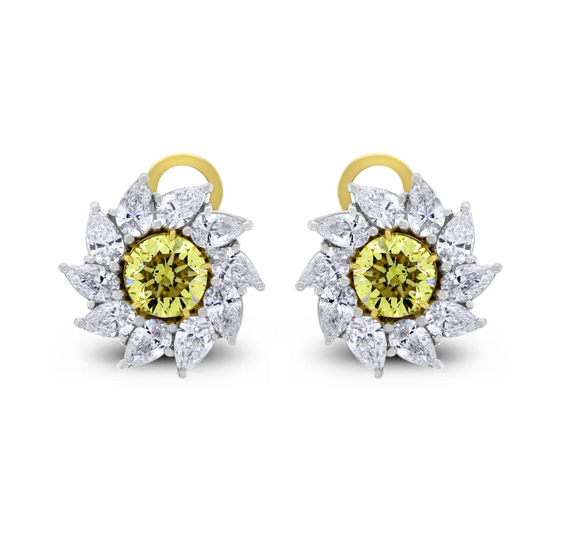 Radiance Diamond Stud Earrings (7.58 ct Diamonds) in Platinum & Gold