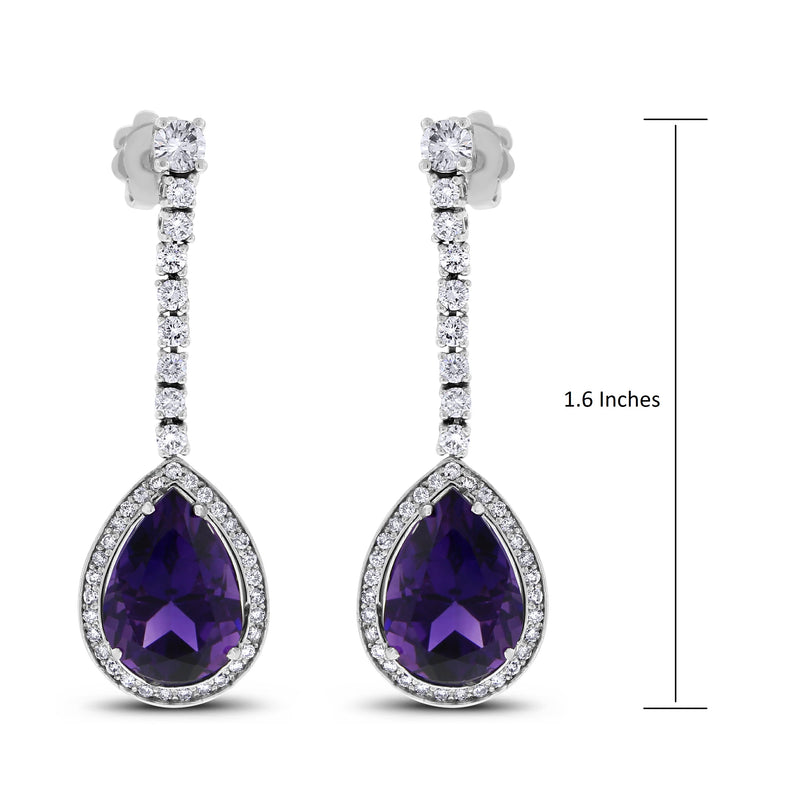 Claire Amethyst & Diamond Earrings (12.86 ct Amethysts & Diamonds) in White Gold