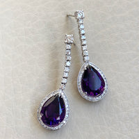 Claire Amethyst & Diamond Earrings (12.86 ct Gemstones) in White Gold