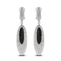 Droplets Black & White Diamond Earrings (5.58 ct Diamonds) in White Gold