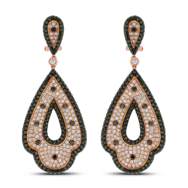 Enya Black & White Diamond Earrings (7.95 ct Diamonds) in Rose Gold