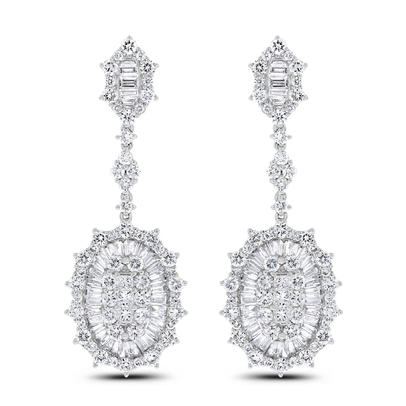 Charm Diamond Earrings (6.05 ct Diamonds) in White Gold