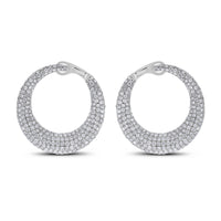 Crescent Moon Diamond Earrings (6.24 ct Diamonds) in White Gold