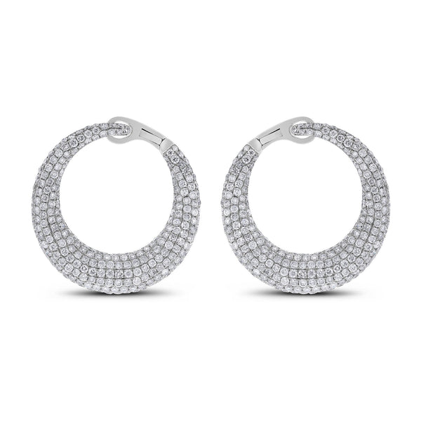 Crescent Moon Diamond Earrings (6.24 ct Diamonds) in White Gold