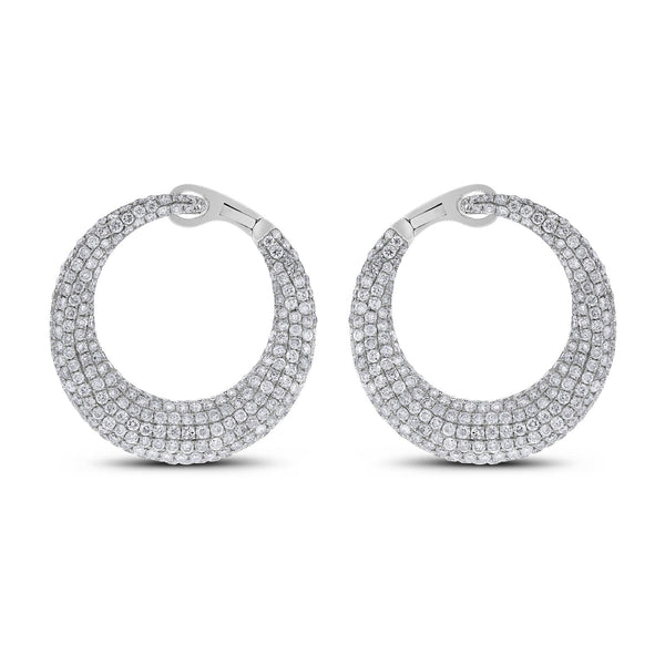 Beauvince Crescent Moon Diamond Earrings (6.24 ct Diamonds) in White Gold