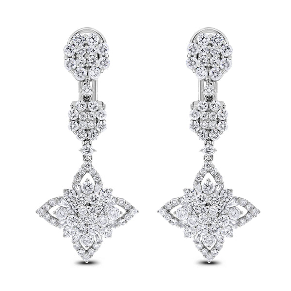 Regina Diamond Earrings (3.48 ct Diamonds) in White Gold