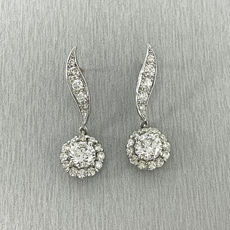 Leela Leaf Drop Earrings (3.50 ct Diamonds) in White Gold