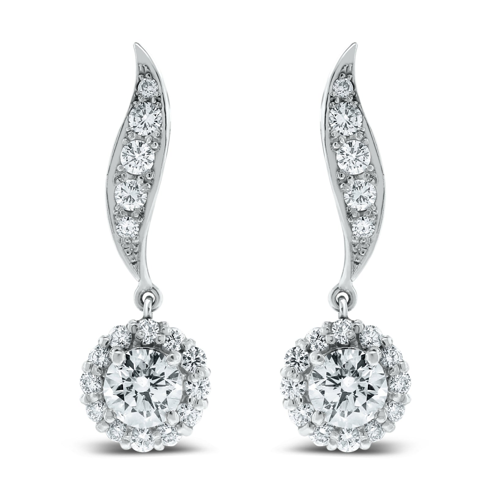 Leela Leaf Drop Earrings (3.50 ct Diamonds) in White Gold