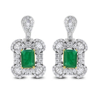 Georgia Emerald Earrings (5.62 ct Emeralds & Diamonds) in White Gold