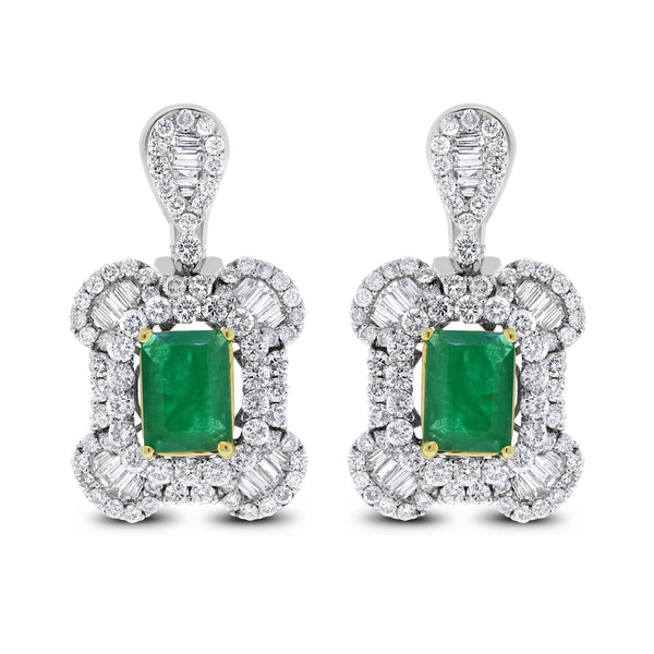 Georgia Emerald Earrings (5.62 ct Emeralds & Diamonds) in White Gold