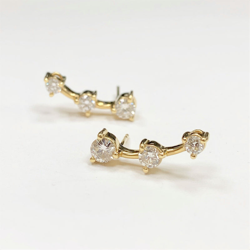 Beauvince Grape Wine Ear Climbers / Falls (1.10 ct Diamonds) in Yellow Gold