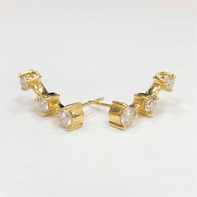 Grape Wine Ear Climbers (1.10 ct Diamonds) in Yellow Gold