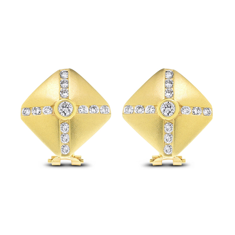 Shield Diamond Ear Studs (1.56 ct Diamonds) in Yellow Gold