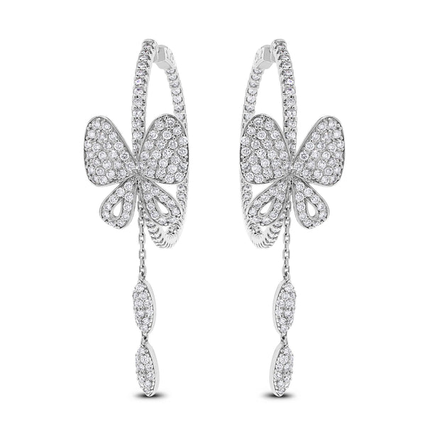 The Butterfly Hoops (2.75 ct Diamonds) in White Gold