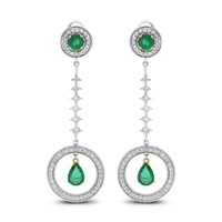 Clara Emerald & Diamond Earrings (10.01 ct Emeralds & Diamonds) in White Gold