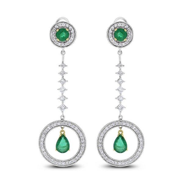 Clara Emerald & Diamond Earrings (10.01 ct Emeralds & Diamonds) in White Gold