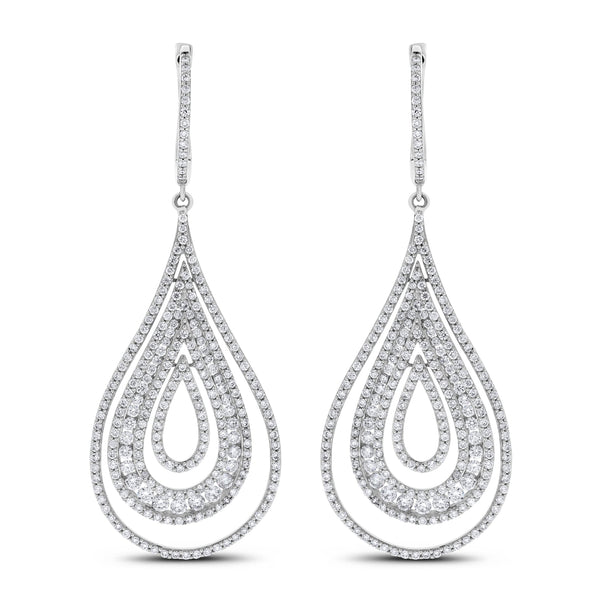 Ripples Diamond Earrings (4.29 ct Diamonds) in White Gold