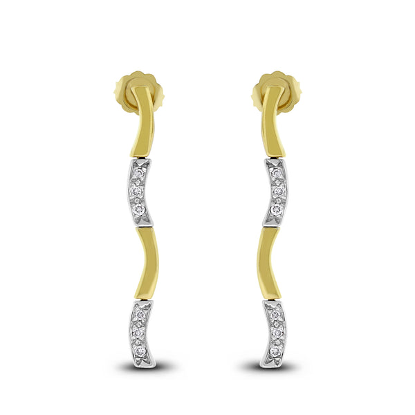 Sway Mini Diamond Earrings (0.15 ct Diamonds) in Yellow & White Gold