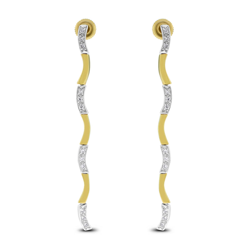 Sway Diamond Earrings (0.25 ct Diamond) in Yellow and White Gold