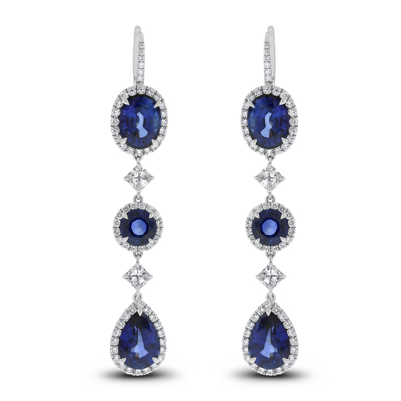 Ice Princess Diamond & Sapphire Earrings (20.24 ct Sapphires & Diamonds) in White Gold