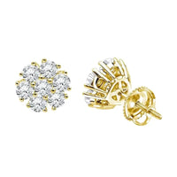 Flower Cluster Diamond Studs (3.00 ct Diamonds) in Yellow Gold