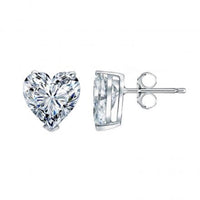 Heart Shape Solitaire Diamond Studs (2.28 ct HS E-G SI GIA Diamonds) in White Gold