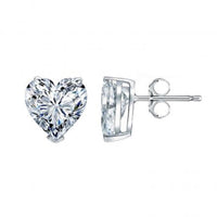 Heart Shape Solitaire Diamond Studs (2.00 ct HS GSI1 GIA Diamonds) in White Gold