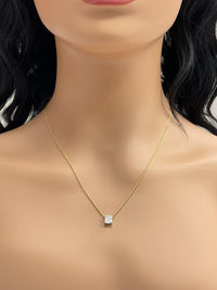 Cushion GIA certified 1.00 ct HVS2 Solitaire Pendant in Adjustable Gold Wheat Chain