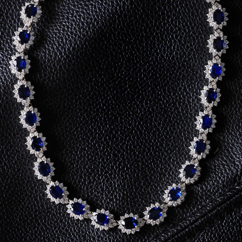 Starry Night Sapphire & Diamond Necklace (45.78 ct Sapphires & Diamonds) in White Gold