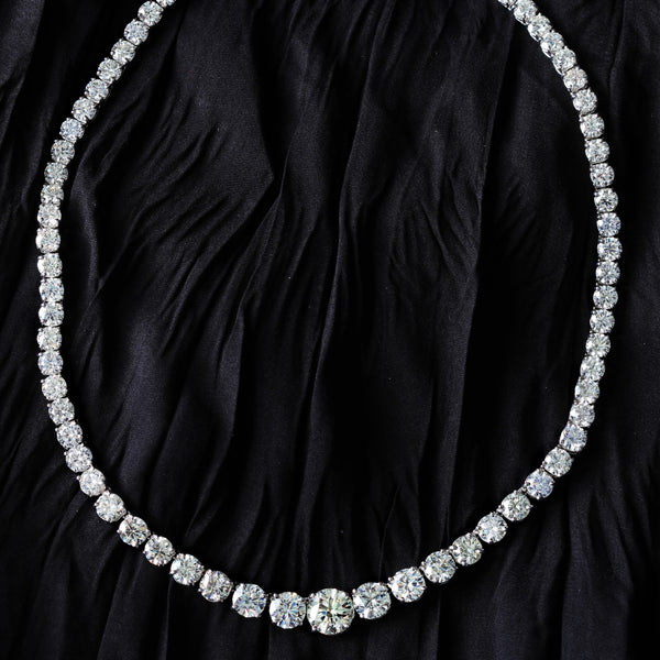 Graduated Riviera Diamond Tennis Necklace (45.33 ct Diamonds) in Platinum
