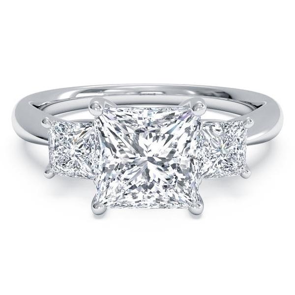 3 Stone Engagement Ring (4.05 Cushion ct JSI1 GIA Diamond) in Platinum