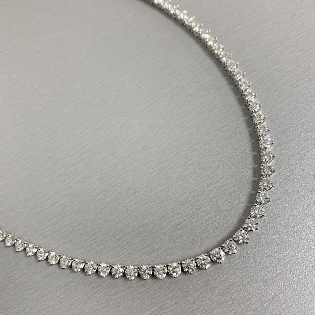 Tennis Necklace (13.01 ct GH VVS-VS Diamonds) in 18K White Gold – Beauvince