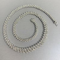 Graduated Angular Round Diamond Tennis Necklace (23.96 ct Diamonds) in White Gold